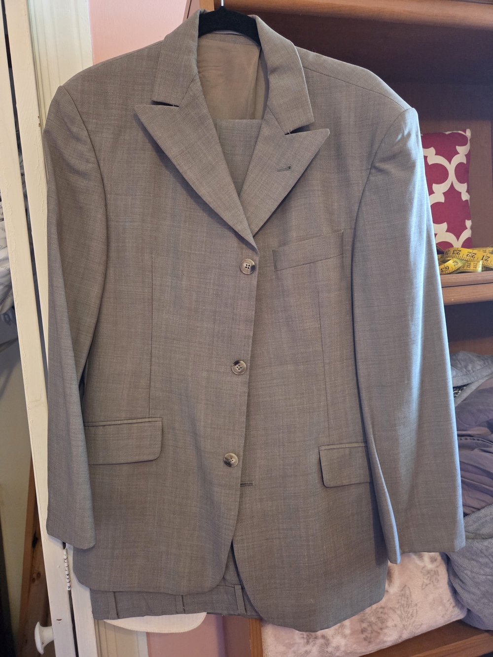 Adolfo Trabaldo x Stones Italian Designer 100% Wool Gray Suit Set